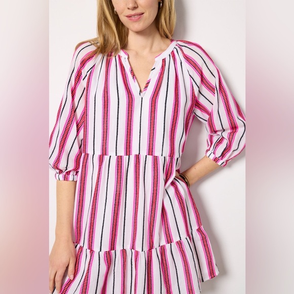 Evereve Pink Stripe Cassidy Mini Dress Small girly feminine casual work career - Picture 6 of 14
